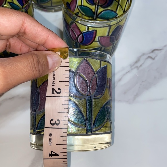 Vintage West Virginia Glass Tulip Design Stained Glass tumblers Cup Set of 6 - Picture 16 of 17